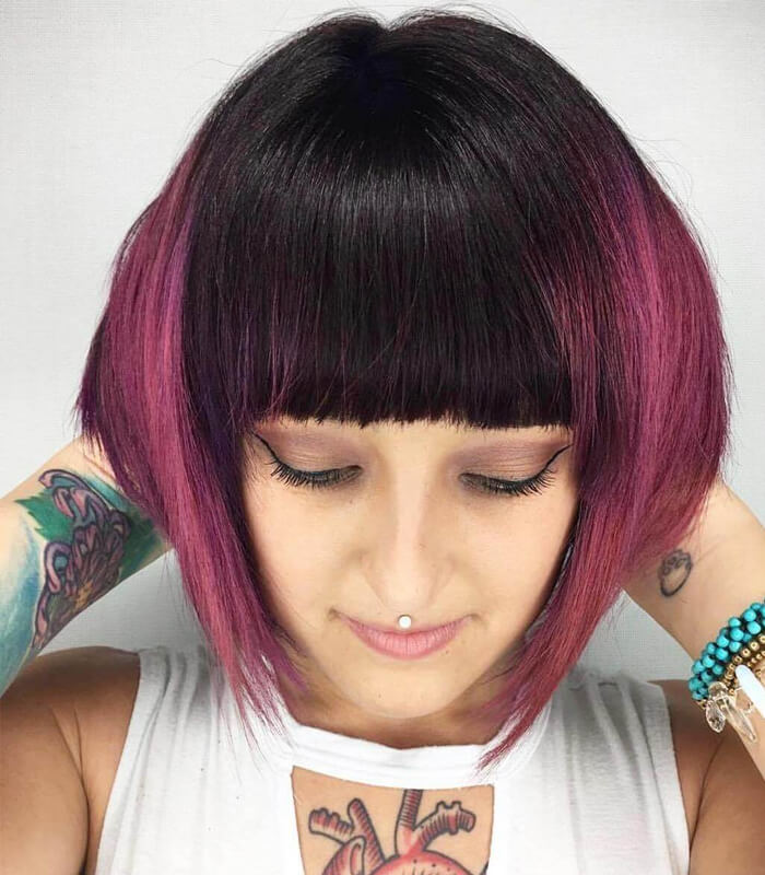 Pink Bangs Covering the Half Side